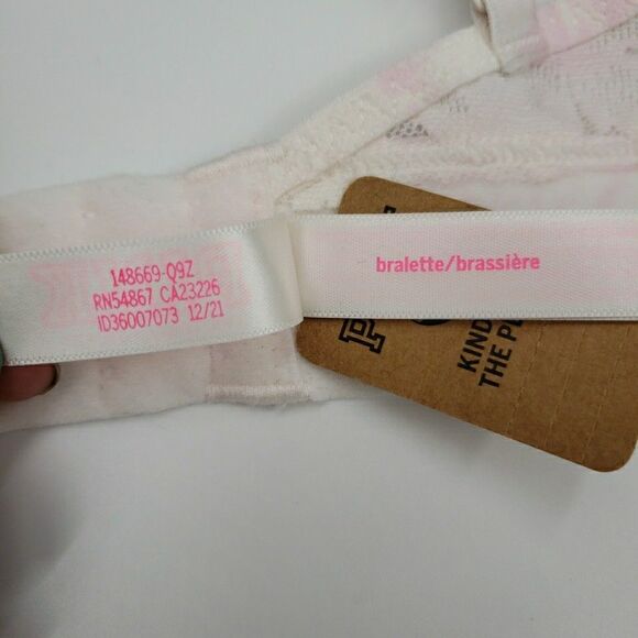 Victorias Secret Sz Small Bra Ivory Lace Lightly Lined Wireless Plunge Bralette - Picture 12 of 16